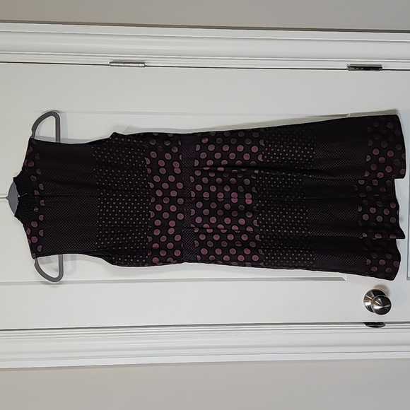 WHO WHAT WEAR polka dot micro dot mock neck midi dress - Picture 3 of 7